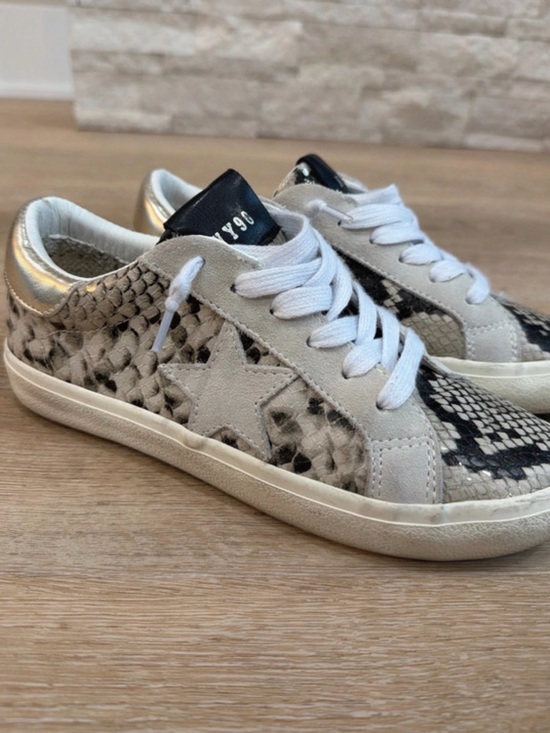 Steve Madden Shoes - Steve Madden White & Black Snake-Print Low-Top Sneakers